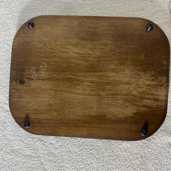 Vintage MCM Autumn Flower Tile Wooden Cheese Board Charcuterie Board W Knife - Picture 14 of 14